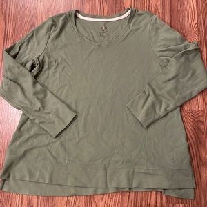 Isaac Mizrahi LIVE Pima Cotton Long Sleeve Tee Sage Green Large EUC